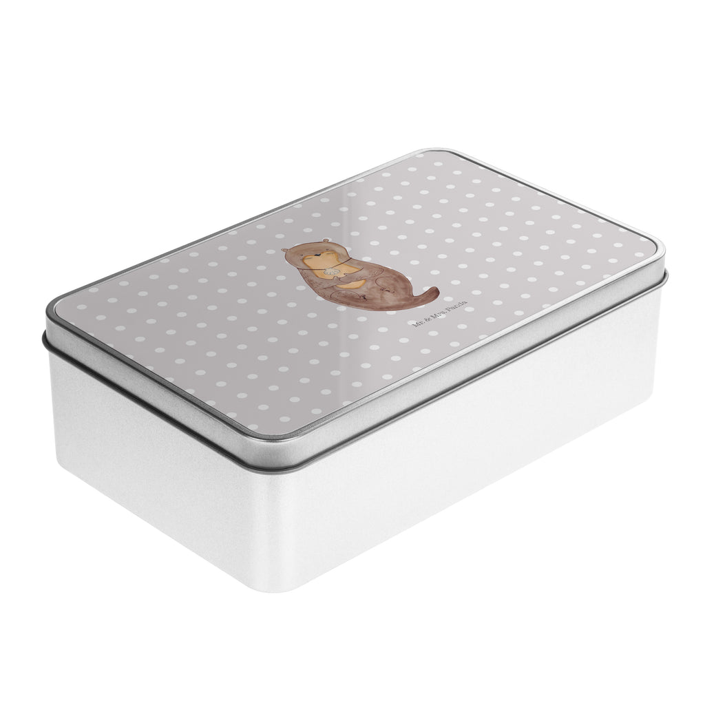 Metalldose rechteckig Otter mit Muschelmedaillon Blechdose, Metalldose, Blechbox, Container, Keksdose, Vorratsdose, Vorratsbox, Döschen, Versperbox, Vesperdose, Aufbewahrungsdose, Aufbewahrungsbox, Aluminiumdose, Dose, Otter, Fischotter, Seeotter, Otterliebe, grübeln, träumen, Motivation, Tagträumen, Büro