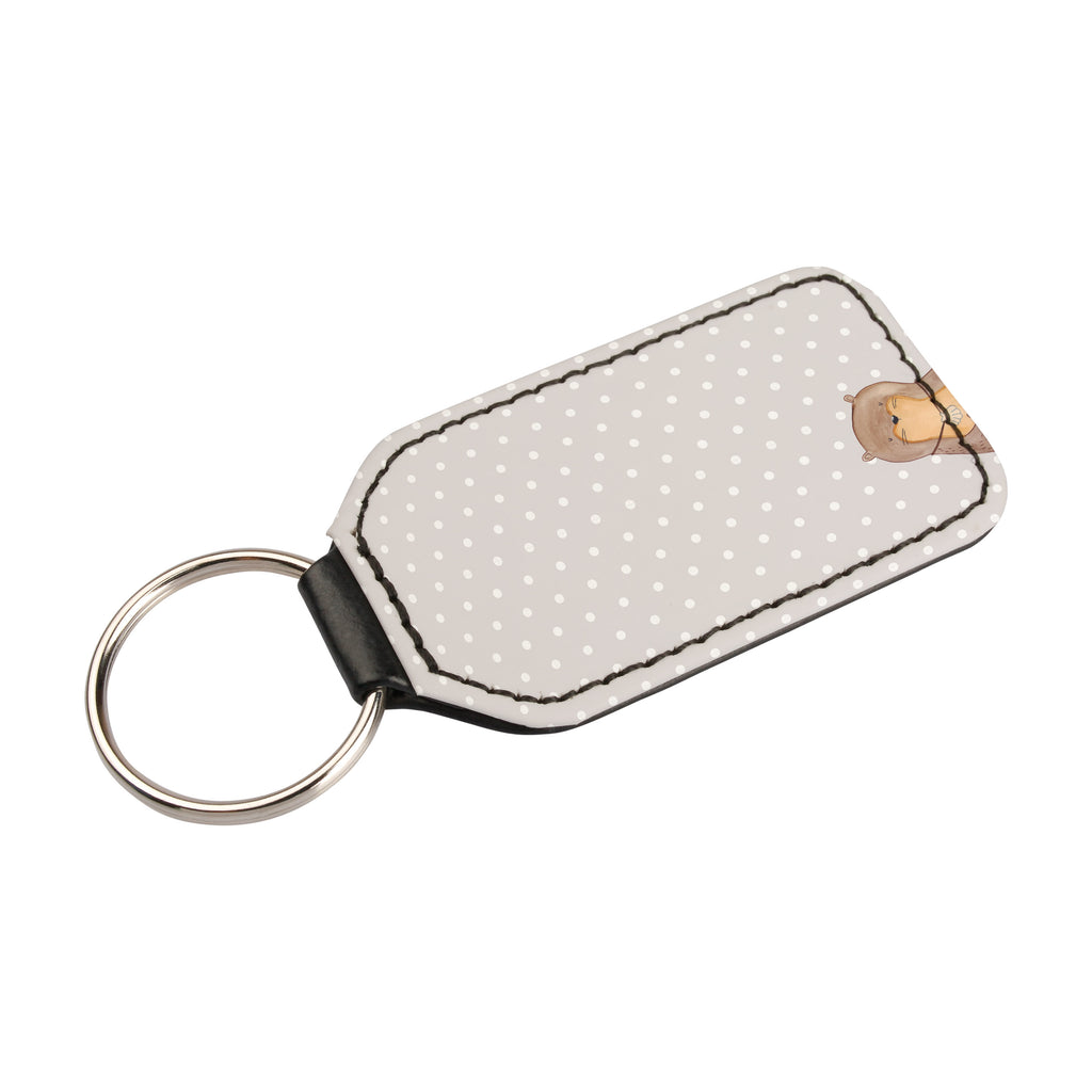 Rechteckig Schlüsselanhänger Otter mit Muschelmedaillon Schlüsselanhänger, Anhänger, Taschenanhänger, Glücksbringer, Schutzengel, Otter, Fischotter, Seeotter, Otterliebe, grübeln, träumen, Motivation, Tagträumen, Büro