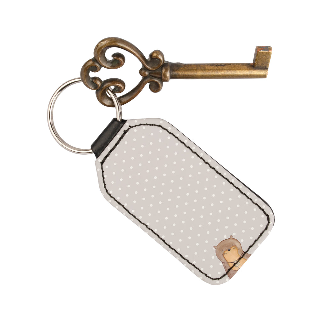Rechteckig Schlüsselanhänger Otter mit Muschelmedaillon Schlüsselanhänger, Anhänger, Taschenanhänger, Glücksbringer, Schutzengel, Otter, Fischotter, Seeotter, Otterliebe, grübeln, träumen, Motivation, Tagträumen, Büro