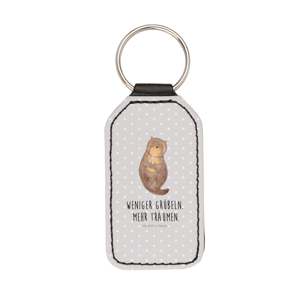 Rechteckig Schlüsselanhänger Otter mit Muschelmedaillon Schlüsselanhänger, Anhänger, Taschenanhänger, Glücksbringer, Schutzengel, Otter, Fischotter, Seeotter, Otterliebe, grübeln, träumen, Motivation, Tagträumen, Büro