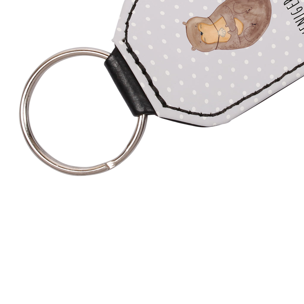 Rechteckig Schlüsselanhänger Otter mit Muschelmedaillon Schlüsselanhänger, Anhänger, Taschenanhänger, Glücksbringer, Schutzengel, Otter, Fischotter, Seeotter, Otterliebe, grübeln, träumen, Motivation, Tagträumen, Büro
