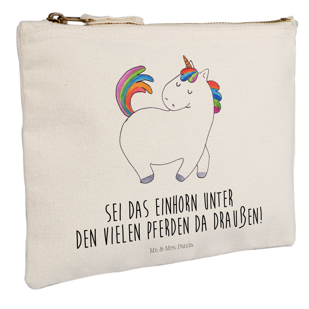 Schminktasche Einhorn stolzierend Schminktasche, Kosmetiktasche, Kosmetikbeutel, Stiftemäppchen, Etui, Federmappe, Makeup, XXL, Schminketui, Kosmetiketui, Schlamperetui, Einhorn, Einhörner, Einhorn Deko, Pegasus, Unicorn, stolz, anders, bunt, Pferd, Reiter, Reiten, Freundin, Geschenk