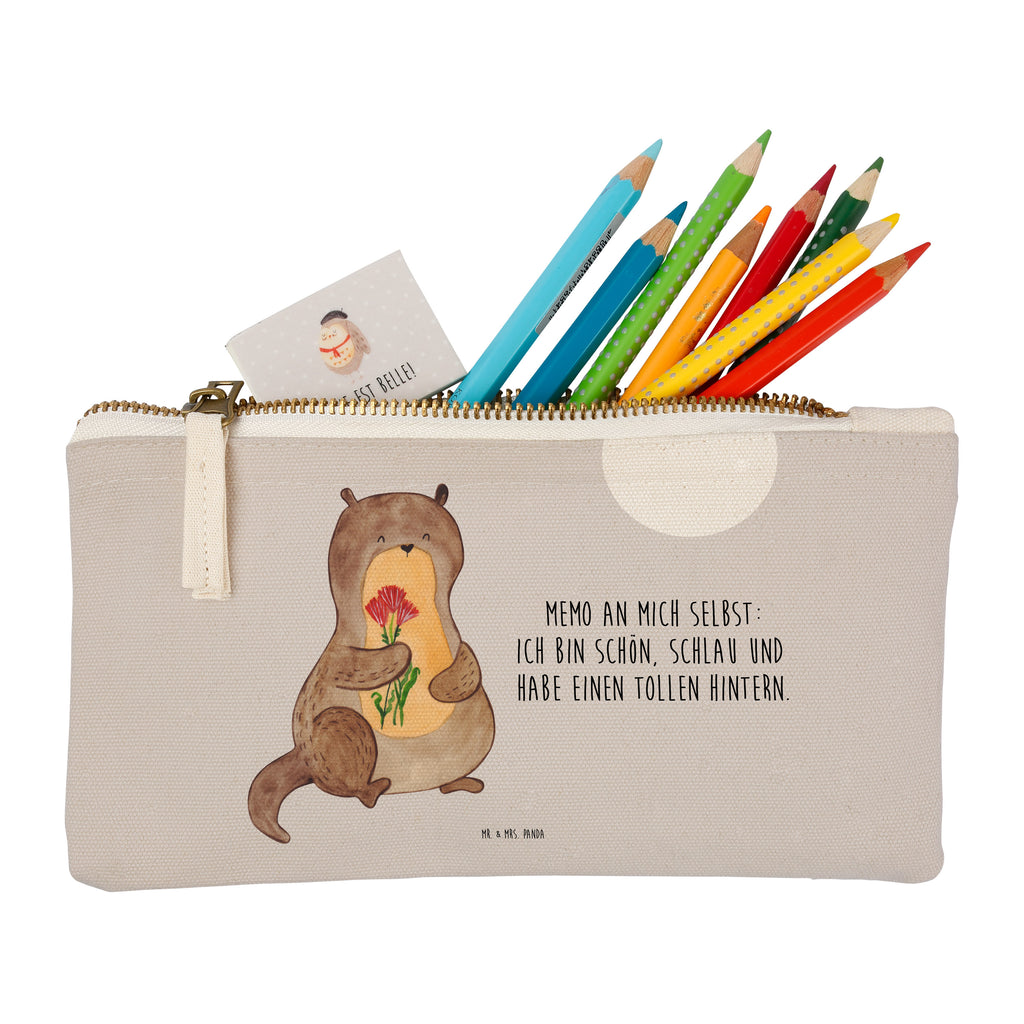 Schminktasche Otter Blumenstrauß Schminktasche, Kosmetiktasche, Kosmetikbeutel, Stiftemäppchen, Etui, Federmappe, Makeup, XXL, Schminketui, Kosmetiketui, Schlamperetui, Otter, Fischotter, Seeotter, Otter Seeotter See Otter