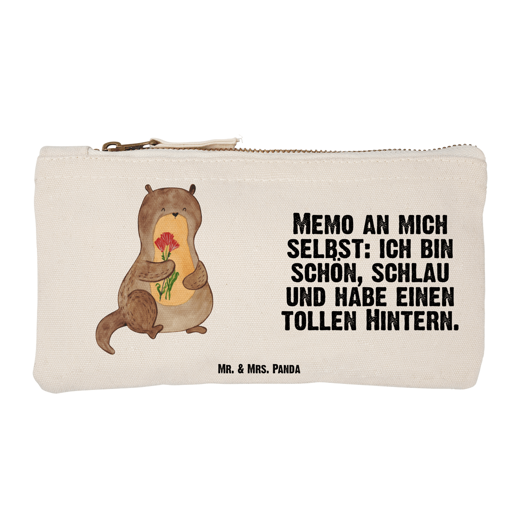 Schminktasche Otter Blumenstrauß Schminktasche, Kosmetiktasche, Kosmetikbeutel, Stiftemäppchen, Etui, Federmappe, Makeup, XXL, Schminketui, Kosmetiketui, Schlamperetui, Otter, Fischotter, Seeotter, Otter Seeotter See Otter