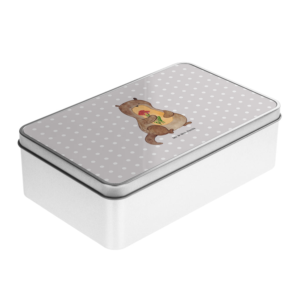 Metalldose rechteckig Otter Blumenstrauß Blechdose, Metalldose, Blechbox, Container, Keksdose, Vorratsdose, Vorratsbox, Döschen, Versperbox, Vesperdose, Aufbewahrungsdose, Aufbewahrungsbox, Aluminiumdose, Dose, Otter, Fischotter, Seeotter, Otter Seeotter See Otter