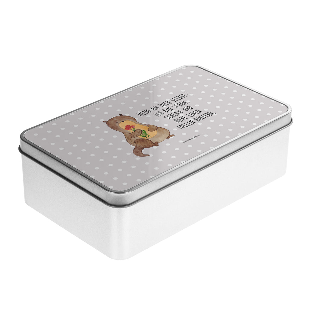 Metalldose rechteckig Otter Blumenstrauß Blechdose, Metalldose, Blechbox, Container, Keksdose, Vorratsdose, Vorratsbox, Döschen, Versperbox, Vesperdose, Aufbewahrungsdose, Aufbewahrungsbox, Aluminiumdose, Dose, Otter, Fischotter, Seeotter, Otter Seeotter See Otter