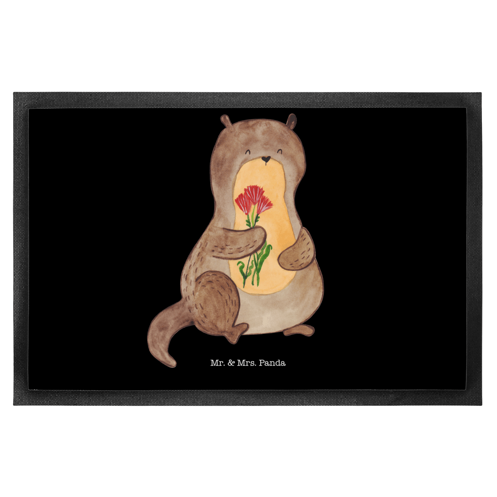 Fußmatte Otter Blumenstrauß Otter Seeotter See Otter Türvorleger, Schmutzmatte, Fußabtreter, Matte, Schmutzfänger, Fußabstreifer, Schmutzfangmatte, Türmatte, Motivfußmatte,  Haustürmatte, Vorleger  Otter,  Fischotter,  Seeotter