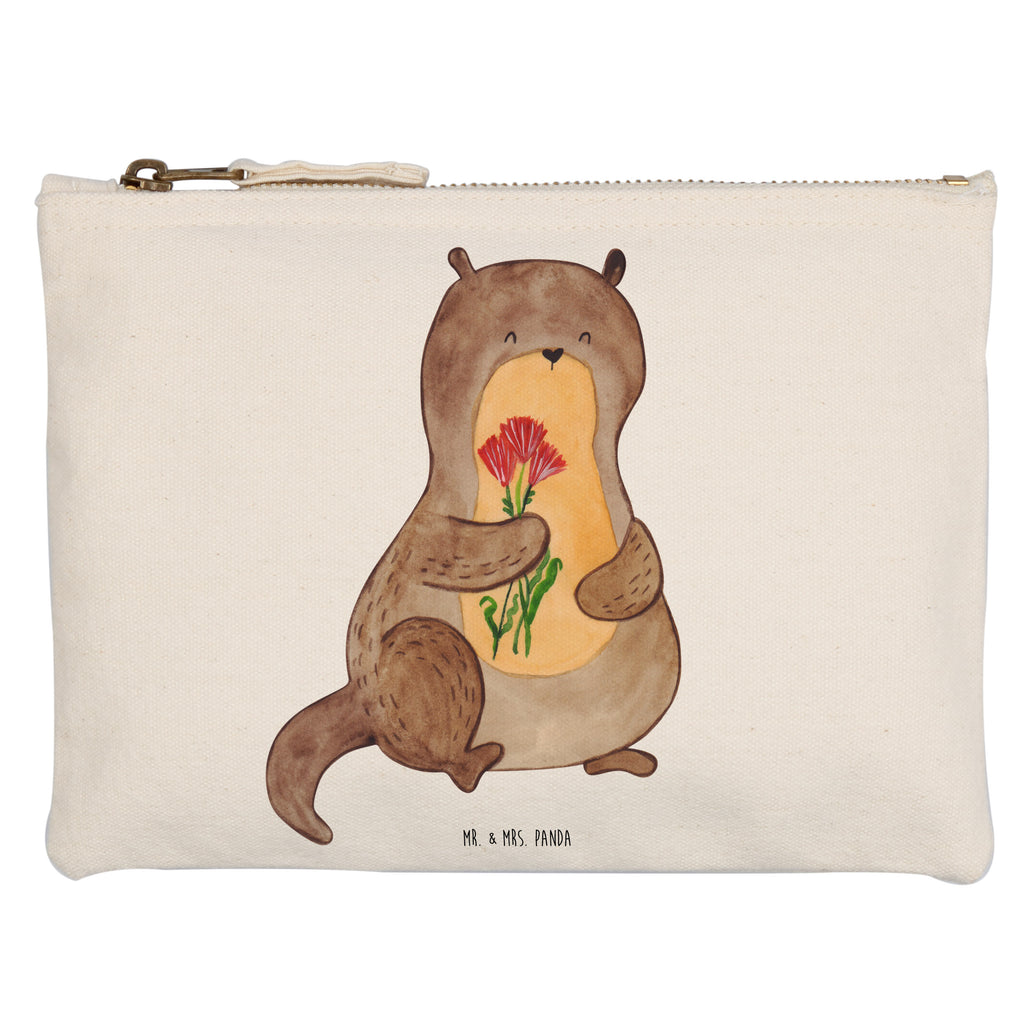 Schminktasche Otter Blumenstrauß Schminktasche, Kosmetiktasche, Kosmetikbeutel, Stiftemäppchen, Etui, Federmappe, Makeup, XXL, Schminketui, Kosmetiketui, Schlamperetui, Otter, Fischotter, Seeotter, Otter Seeotter See Otter