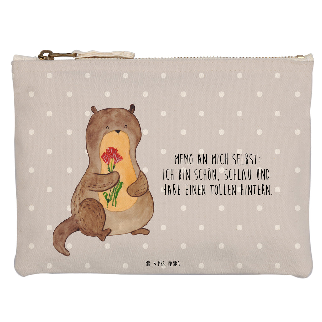 Schminktasche Otter Blumenstrauß Schminktasche, Kosmetiktasche, Kosmetikbeutel, Stiftemäppchen, Etui, Federmappe, Makeup, XXL, Schminketui, Kosmetiketui, Schlamperetui, Otter, Fischotter, Seeotter, Otter Seeotter See Otter