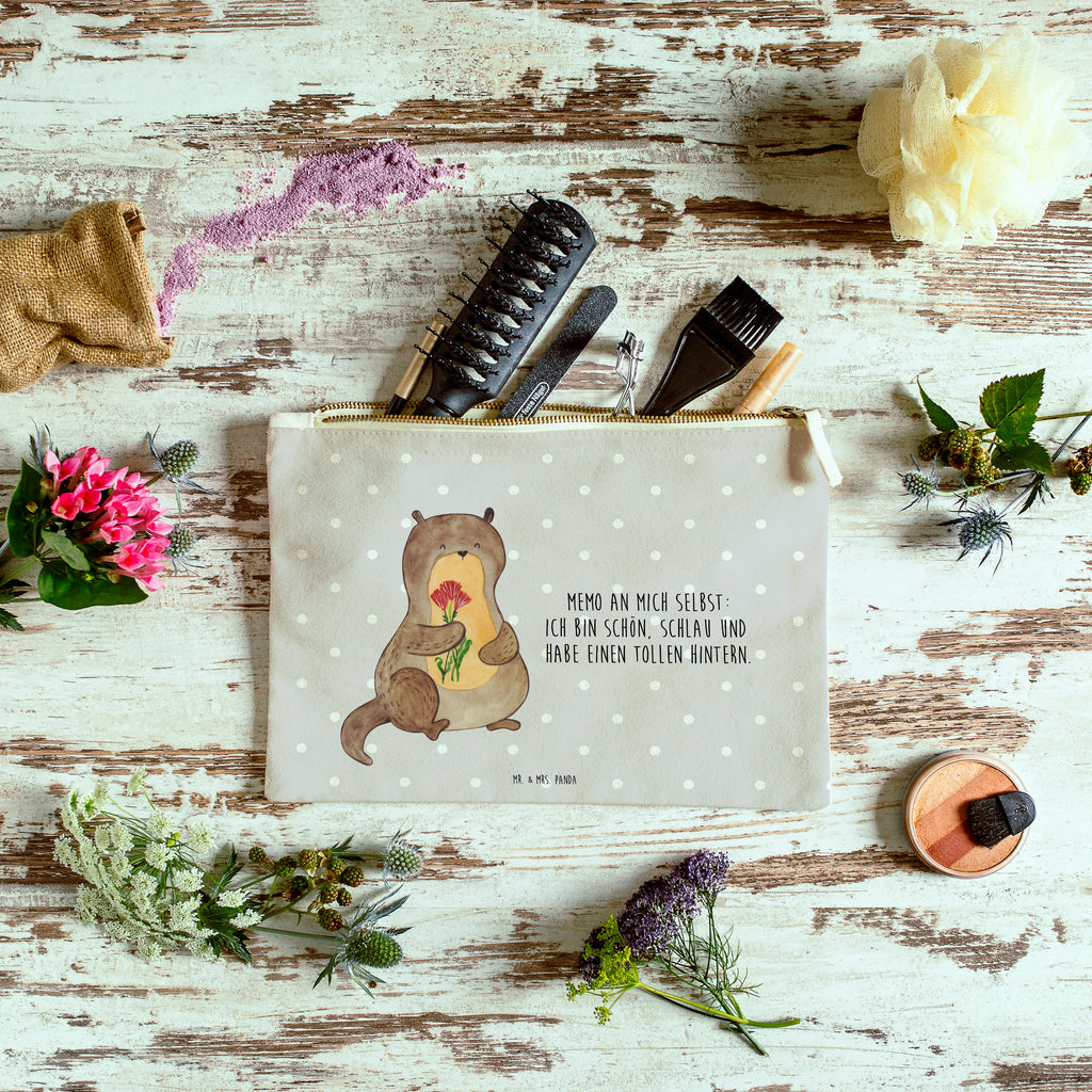 Schminktasche Otter Blumenstrauß Schminktasche, Kosmetiktasche, Kosmetikbeutel, Stiftemäppchen, Etui, Federmappe, Makeup, XXL, Schminketui, Kosmetiketui, Schlamperetui, Otter, Fischotter, Seeotter, Otter Seeotter See Otter