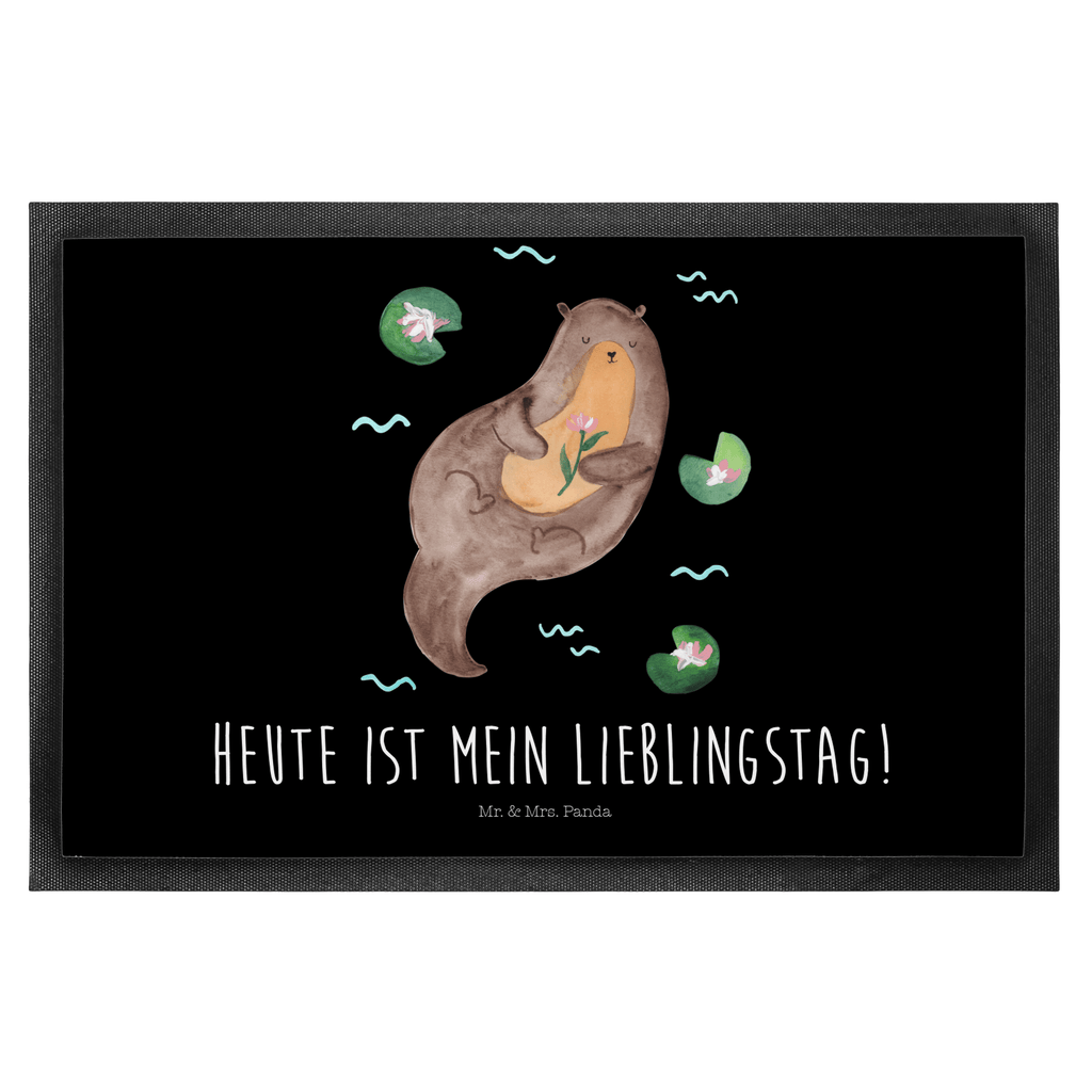 Fußmatte Otter mit Seerose Türvorleger, Schmutzmatte, Fußabtreter, Matte, Schmutzfänger, Fußabstreifer, Schmutzfangmatte, Türmatte, Motivfußmatte, Haustürmatte, Vorleger, Otter, Fischotter, Seeotter, Otter Seeotter See Otter