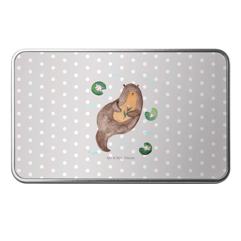 Metalldose rechteckig Otter mit Seerose Blechdose, Metalldose, Blechbox, Container, Keksdose, Vorratsdose, Vorratsbox, Döschen, Versperbox, Vesperdose, Aufbewahrungsdose, Aufbewahrungsbox, Aluminiumdose, Dose, Otter, Fischotter, Seeotter, Otter Seeotter See Otter