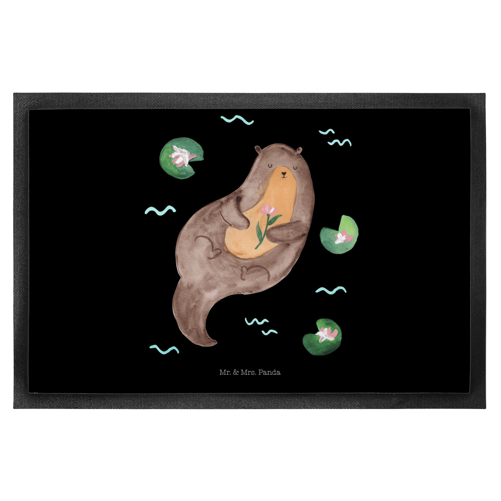 Fußmatte Otter mit Seerose Türvorleger, Schmutzmatte, Fußabtreter, Matte, Schmutzfänger, Fußabstreifer, Schmutzfangmatte, Türmatte, Motivfußmatte, Haustürmatte, Vorleger, Otter, Fischotter, Seeotter, Otter Seeotter See Otter