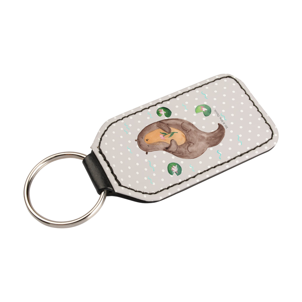 Rechteckig Schlüsselanhänger Otter mit Seerose Schlüsselanhänger, Anhänger, Taschenanhänger, Glücksbringer, Schutzengel, Otter, Fischotter, Seeotter, Otter Seeotter See Otter