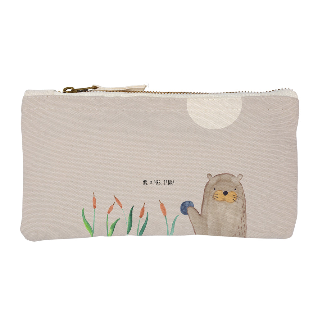 Schminktasche Otter mit Stein Schminktasche, Kosmetiktasche, Kosmetikbeutel, Stiftemäppchen, Etui, Federmappe, Makeup, XXL, Schminketui, Kosmetiketui, Schlamperetui, Otter, Fischotter, Seeotter, Otter Seeotter See Otter