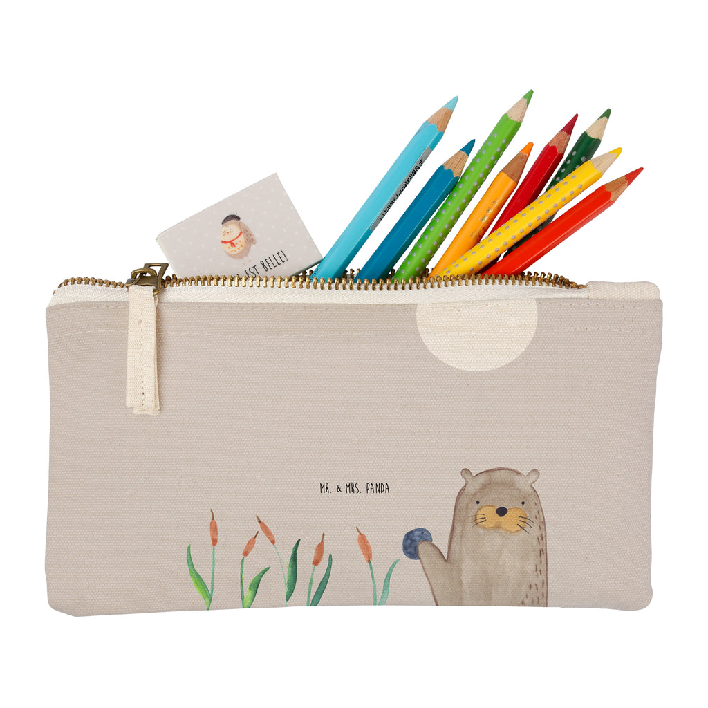 Schminktasche Otter mit Stein Schminktasche, Kosmetiktasche, Kosmetikbeutel, Stiftemäppchen, Etui, Federmappe, Makeup, XXL, Schminketui, Kosmetiketui, Schlamperetui, Otter, Fischotter, Seeotter, Otter Seeotter See Otter