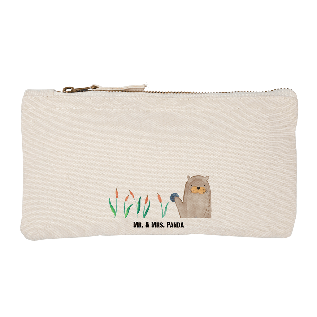 Schminktasche Otter mit Stein Schminktasche, Kosmetiktasche, Kosmetikbeutel, Stiftemäppchen, Etui, Federmappe, Makeup, XXL, Schminketui, Kosmetiketui, Schlamperetui, Otter, Fischotter, Seeotter, Otter Seeotter See Otter