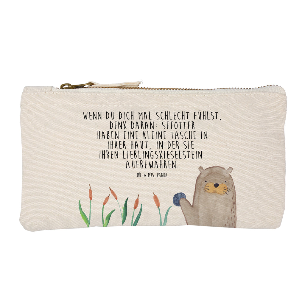 Schminktasche Otter mit Stein Schminktasche, Kosmetiktasche, Kosmetikbeutel, Stiftemäppchen, Etui, Federmappe, Makeup, XXL, Schminketui, Kosmetiketui, Schlamperetui, Otter, Fischotter, Seeotter, Otter Seeotter See Otter