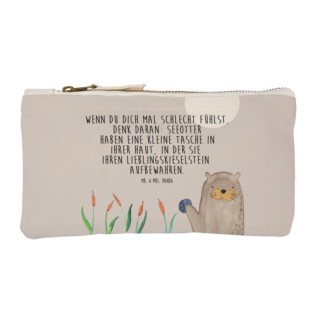 Schminktasche Otter mit Stein Schminktasche, Kosmetiktasche, Kosmetikbeutel, Stiftemäppchen, Etui, Federmappe, Makeup, XXL, Schminketui, Kosmetiketui, Schlamperetui, Otter, Fischotter, Seeotter, Otter Seeotter See Otter