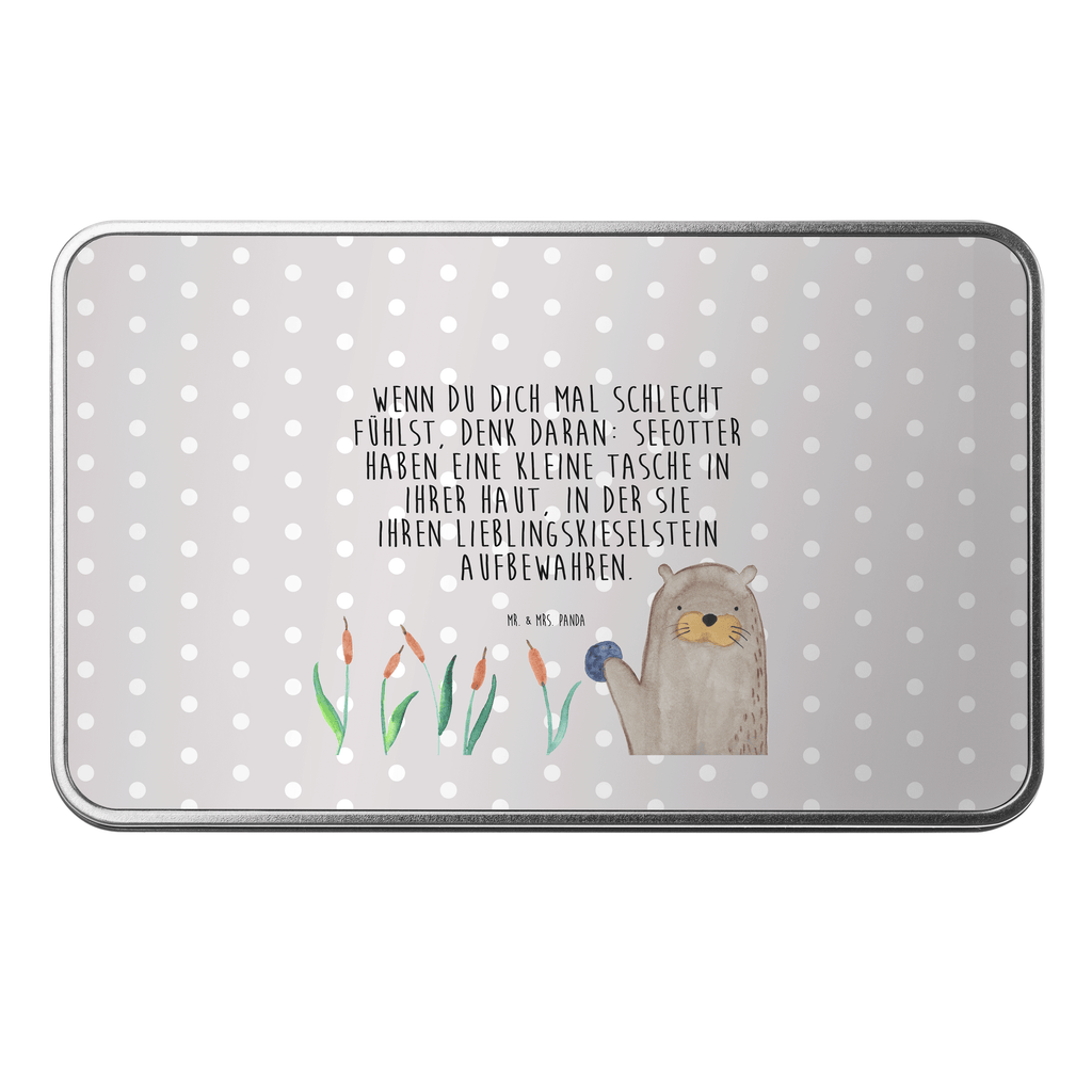 Metalldose rechteckig Otter mit Stein Blechdose, Metalldose, Blechbox, Container, Keksdose, Vorratsdose, Vorratsbox, Döschen, Versperbox, Vesperdose, Aufbewahrungsdose, Aufbewahrungsbox, Aluminiumdose, Dose, Otter, Fischotter, Seeotter, Otter Seeotter See Otter