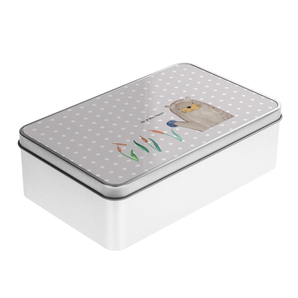Metalldose rechteckig Otter mit Stein Blechdose, Metalldose, Blechbox, Container, Keksdose, Vorratsdose, Vorratsbox, Döschen, Versperbox, Vesperdose, Aufbewahrungsdose, Aufbewahrungsbox, Aluminiumdose, Dose, Otter, Fischotter, Seeotter, Otter Seeotter See Otter
