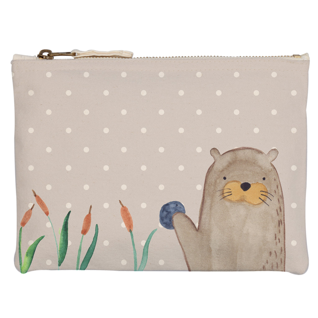 Schminktasche Otter mit Stein Schminktasche, Kosmetiktasche, Kosmetikbeutel, Stiftemäppchen, Etui, Federmappe, Makeup, XXL, Schminketui, Kosmetiketui, Schlamperetui, Otter, Fischotter, Seeotter, Otter Seeotter See Otter