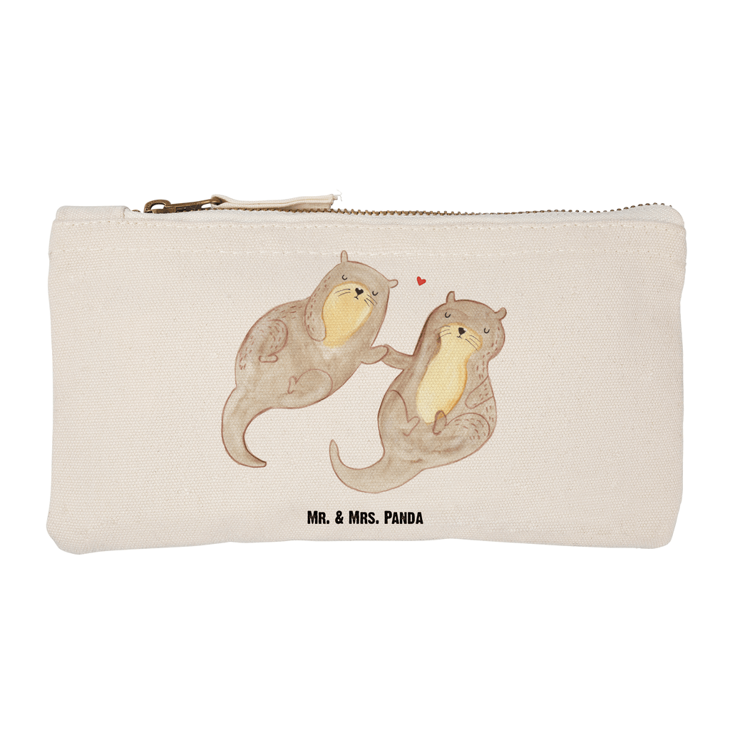 Schminktasche Otter händchenhaltend Schminktasche, Kosmetiktasche, Kosmetikbeutel, Stiftemäppchen, Etui, Federmappe, Makeup, XXL, Schminketui, Kosmetiketui, Schlamperetui, Otter, Fischotter, Seeotter, Otter Seeotter See Otter