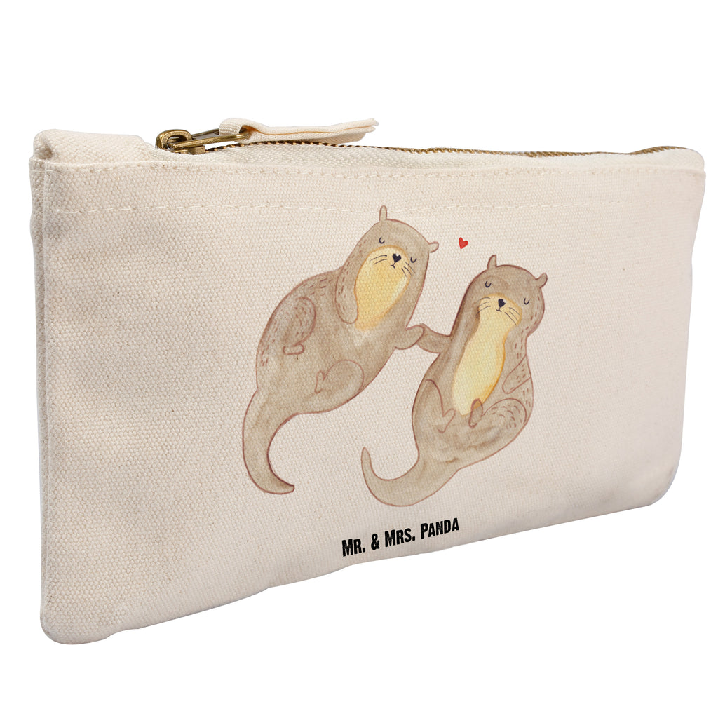 Schminktasche Otter händchenhaltend Schminktasche, Kosmetiktasche, Kosmetikbeutel, Stiftemäppchen, Etui, Federmappe, Makeup, XXL, Schminketui, Kosmetiketui, Schlamperetui, Otter, Fischotter, Seeotter, Otter Seeotter See Otter