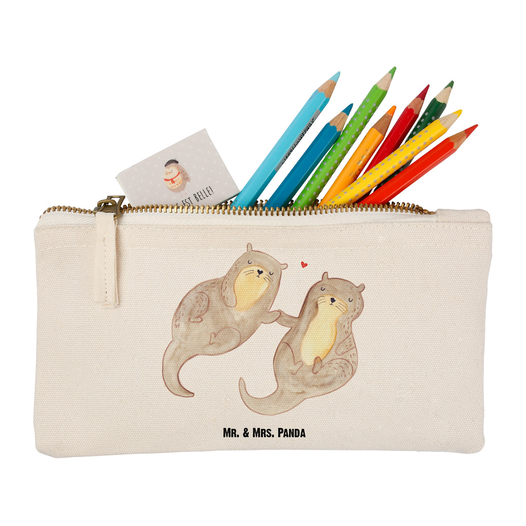 Schminktasche Otter händchenhaltend Schminktasche, Kosmetiktasche, Kosmetikbeutel, Stiftemäppchen, Etui, Federmappe, Makeup, XXL, Schminketui, Kosmetiketui, Schlamperetui, Otter, Fischotter, Seeotter, Otter Seeotter See Otter