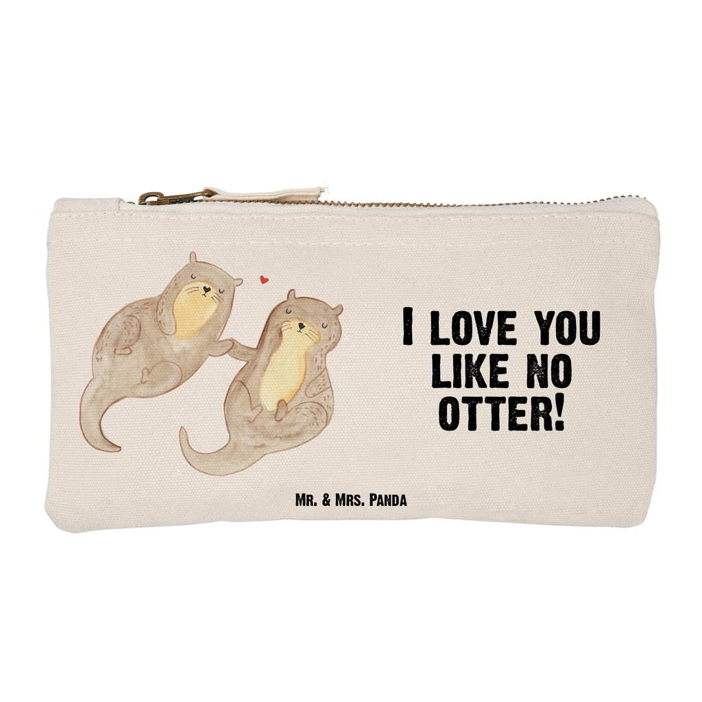 Schminktasche Otter händchenhaltend Schminktasche, Kosmetiktasche, Kosmetikbeutel, Stiftemäppchen, Etui, Federmappe, Makeup, XXL, Schminketui, Kosmetiketui, Schlamperetui, Otter, Fischotter, Seeotter, Otter Seeotter See Otter
