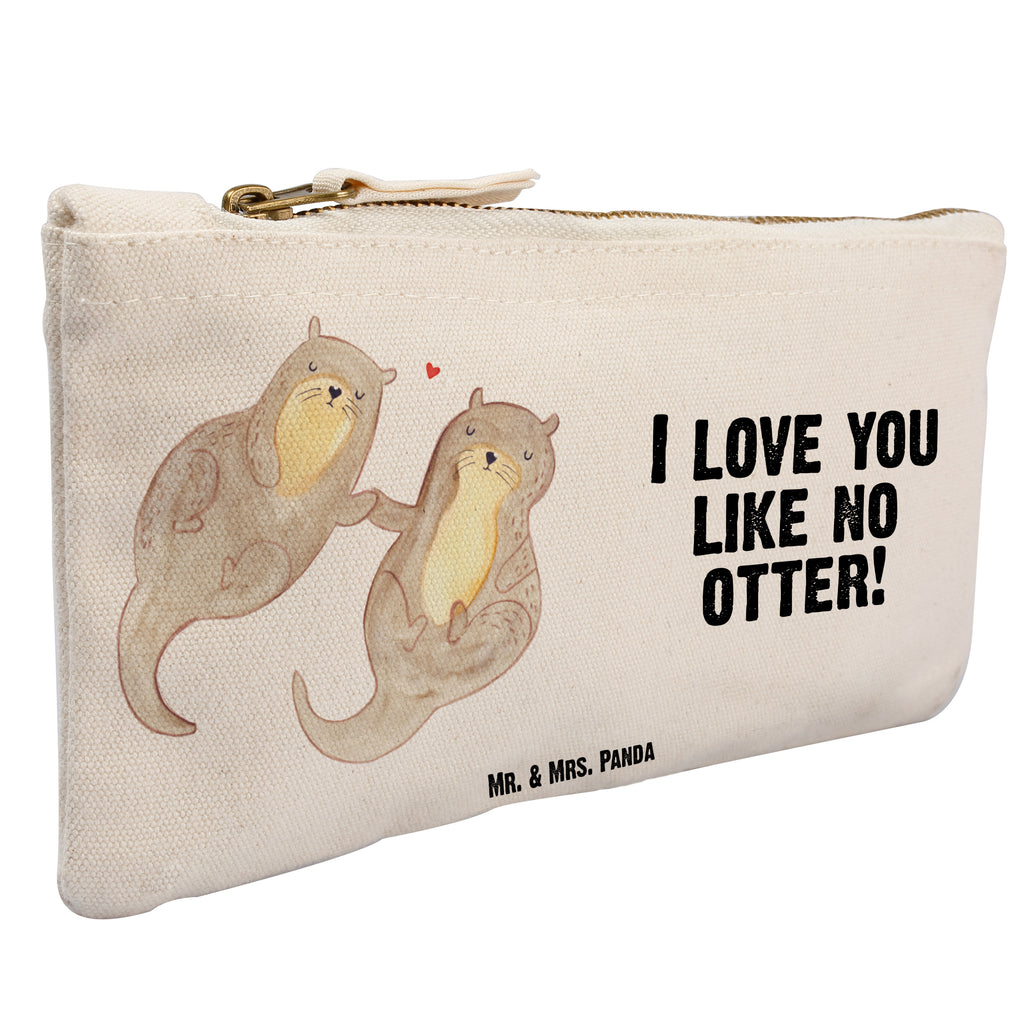 Schminktasche Otter händchenhaltend Schminktasche, Kosmetiktasche, Kosmetikbeutel, Stiftemäppchen, Etui, Federmappe, Makeup, XXL, Schminketui, Kosmetiketui, Schlamperetui, Otter, Fischotter, Seeotter, Otter Seeotter See Otter