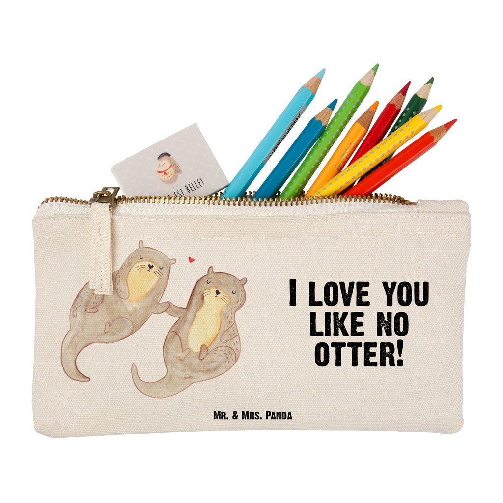 Schminktasche Otter händchenhaltend Schminktasche, Kosmetiktasche, Kosmetikbeutel, Stiftemäppchen, Etui, Federmappe, Makeup, XXL, Schminketui, Kosmetiketui, Schlamperetui, Otter, Fischotter, Seeotter, Otter Seeotter See Otter