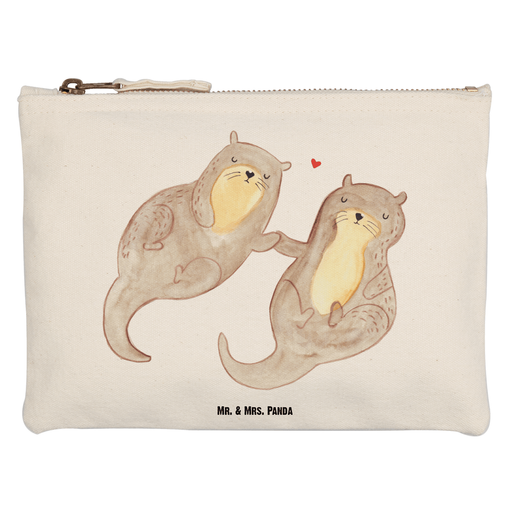 Schminktasche Otter händchenhaltend Schminktasche, Kosmetiktasche, Kosmetikbeutel, Stiftemäppchen, Etui, Federmappe, Makeup, XXL, Schminketui, Kosmetiketui, Schlamperetui, Otter, Fischotter, Seeotter, Otter Seeotter See Otter