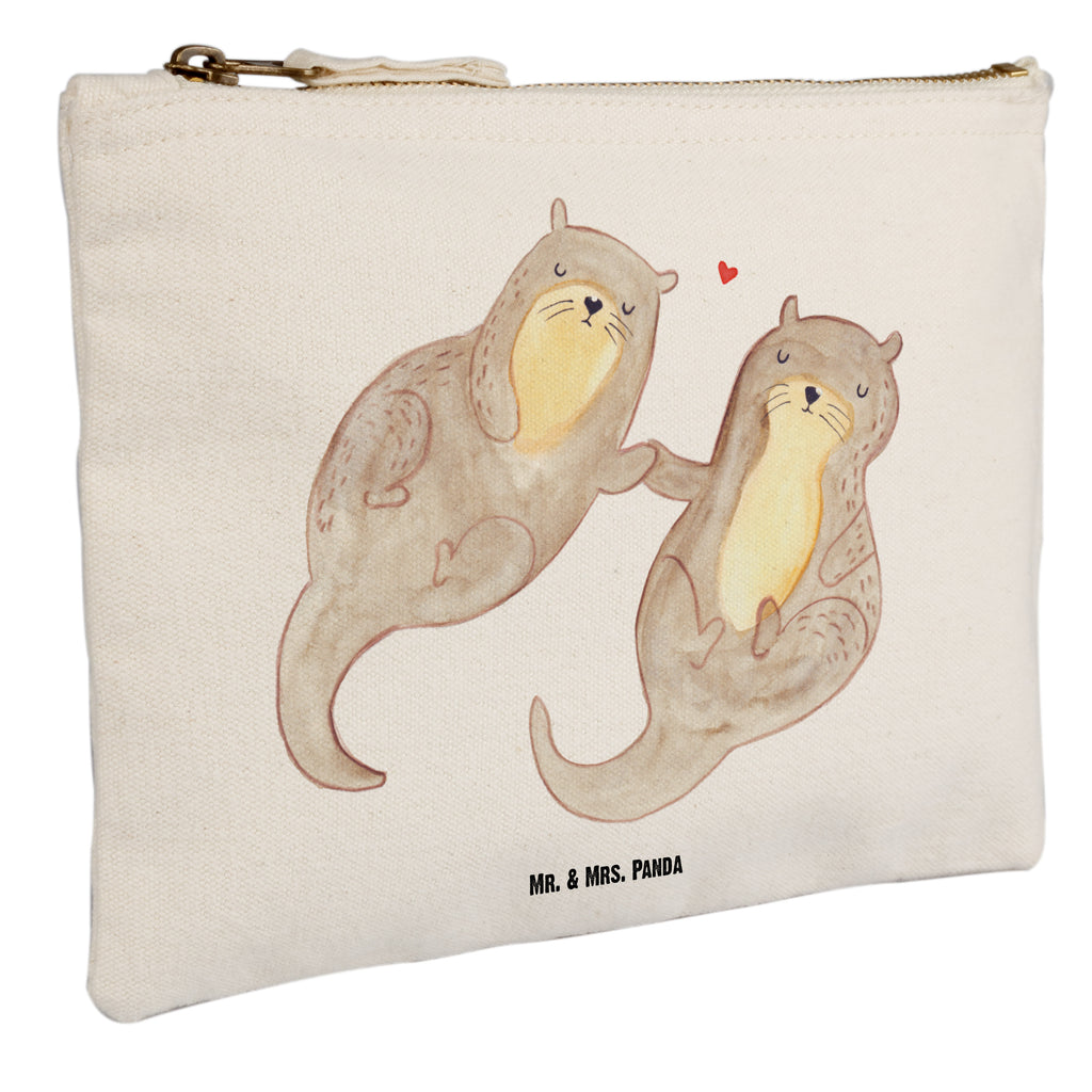 Schminktasche Otter händchenhaltend Schminktasche, Kosmetiktasche, Kosmetikbeutel, Stiftemäppchen, Etui, Federmappe, Makeup, XXL, Schminketui, Kosmetiketui, Schlamperetui, Otter, Fischotter, Seeotter, Otter Seeotter See Otter