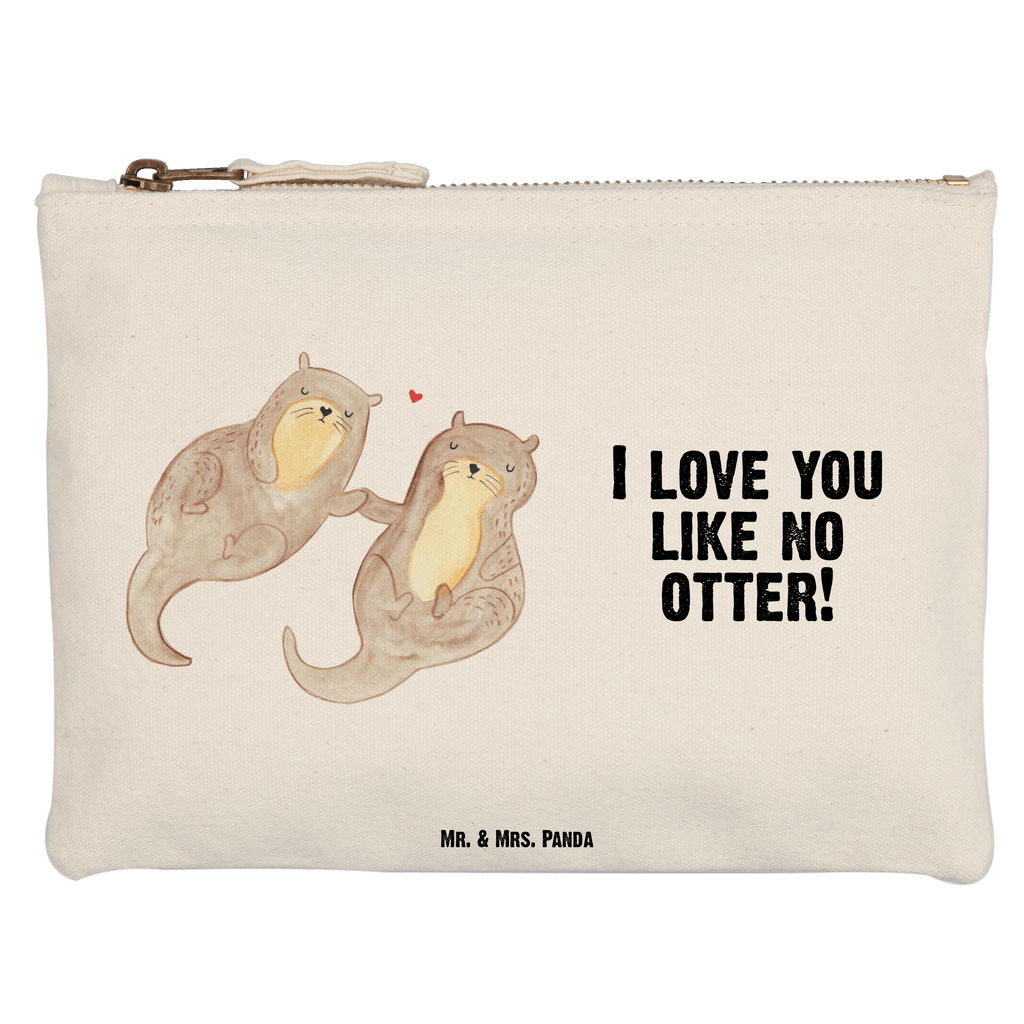 Schminktasche Otter händchenhaltend Schminktasche, Kosmetiktasche, Kosmetikbeutel, Stiftemäppchen, Etui, Federmappe, Makeup, XXL, Schminketui, Kosmetiketui, Schlamperetui, Otter, Fischotter, Seeotter, Otter Seeotter See Otter