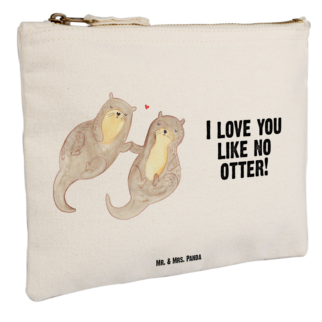 Schminktasche Otter händchenhaltend Schminktasche, Kosmetiktasche, Kosmetikbeutel, Stiftemäppchen, Etui, Federmappe, Makeup, XXL, Schminketui, Kosmetiketui, Schlamperetui, Otter, Fischotter, Seeotter, Otter Seeotter See Otter