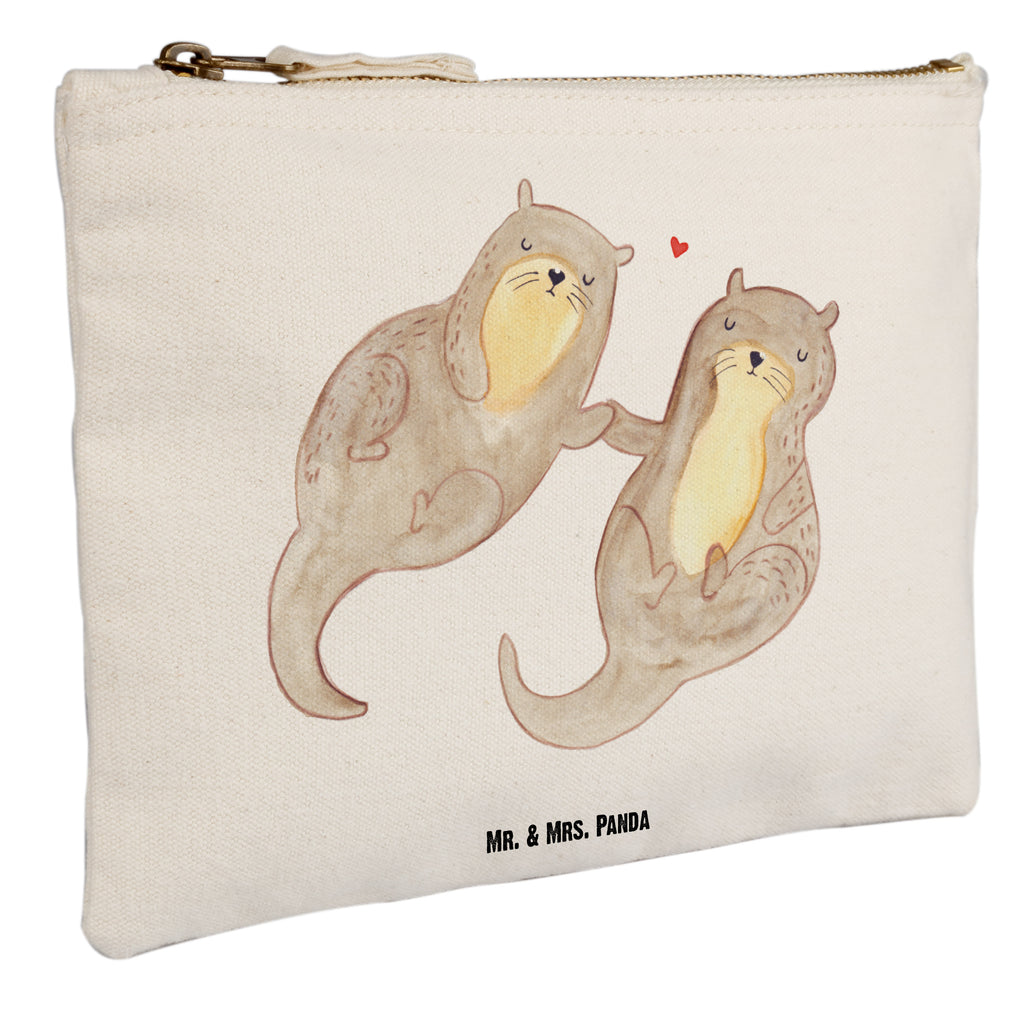Schminktasche Otter händchenhaltend Schminktasche, Kosmetiktasche, Kosmetikbeutel, Stiftemäppchen, Etui, Federmappe, Makeup, XXL, Schminketui, Kosmetiketui, Schlamperetui, Otter, Fischotter, Seeotter, Otter Seeotter See Otter