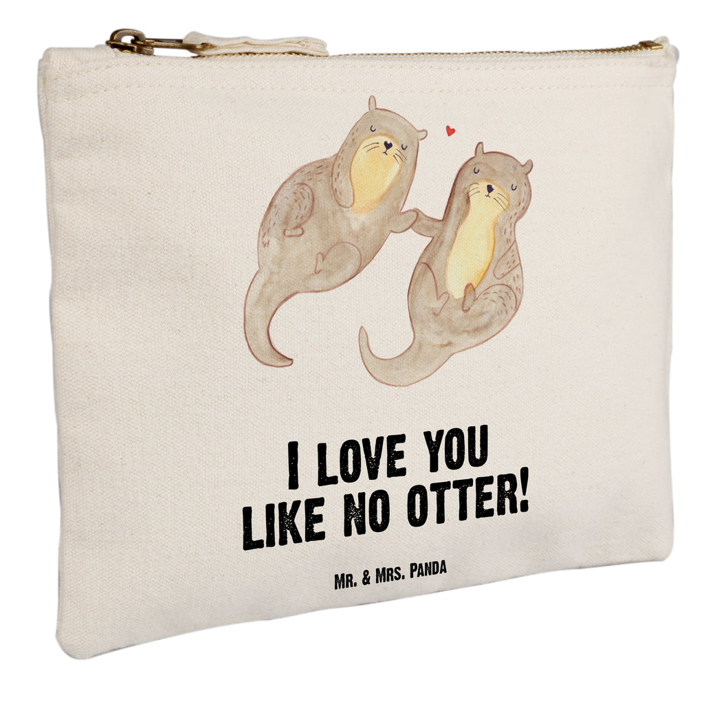Schminktasche Otter händchenhaltend Schminktasche, Kosmetiktasche, Kosmetikbeutel, Stiftemäppchen, Etui, Federmappe, Makeup, XXL, Schminketui, Kosmetiketui, Schlamperetui, Otter, Fischotter, Seeotter, Otter Seeotter See Otter