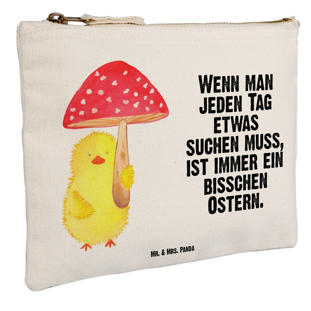 Schminktasche Küken Fliegenpilz Schminktasche, Kosmetiktasche, Kosmetikbeutel, Stiftemäppchen, Etui, Federmappe, Makeup, XXL, Schminketui, Kosmetiketui, Schlamperetui, Ostern, Osterhase, Ostergeschenke, Osternest, Osterdeko, Geschenk zu Ostern, Küken, Fliegenpilz, Glückspilz, Frohe Ostern, Ostergrüße