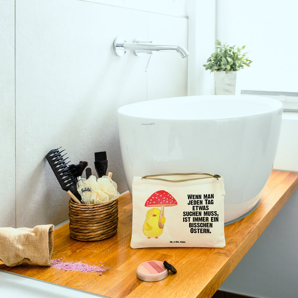 Schminktasche Küken Fliegenpilz Schminktasche, Kosmetiktasche, Kosmetikbeutel, Stiftemäppchen, Etui, Federmappe, Makeup, XXL, Schminketui, Kosmetiketui, Schlamperetui, Ostern, Osterhase, Ostergeschenke, Osternest, Osterdeko, Geschenk zu Ostern, Küken, Fliegenpilz, Glückspilz, Frohe Ostern, Ostergrüße