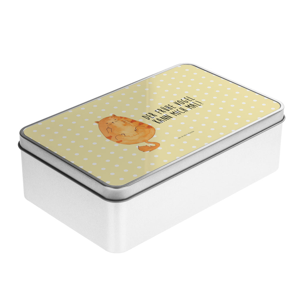Metalldose rechteckig Katze Frühaufsteher Blechdose, Metalldose, Blechbox, Container, Keksdose, Vorratsdose, Vorratsbox, Döschen, Versperbox, Vesperdose, Aufbewahrungsdose, Aufbewahrungsbox, Aluminiumdose, Dose, Katze, Katzenmotiv, Katzenfan, Katzendeko, Katzenfreund, Katzenliebhaber, Katzenprodukte, Katzenartikel, Katzenaccessoires, Katzensouvenirs, Katzenliebhaberprodukte, Katzenmotive, Der frühe Vogel kann mich mal, Morgenmuffel, Frühaufsteher, Kaffee, Katzen, Kater, Mietze
