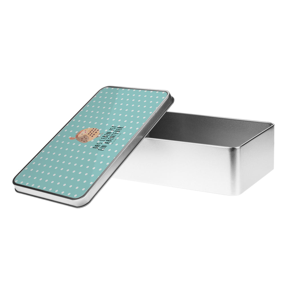 Metalldose rechteckig Eule Federschmuck Blechdose, Metalldose, Blechbox, Container, Keksdose, Vorratsdose, Vorratsbox, Döschen, Versperbox, Vesperdose, Aufbewahrungsdose, Aufbewahrungsbox, Aluminiumdose, Dose, Eule, Eule Deko, Owl, Das Leben ist ein Abenteuer, Reisespruch, Federschmuck, Dekoration