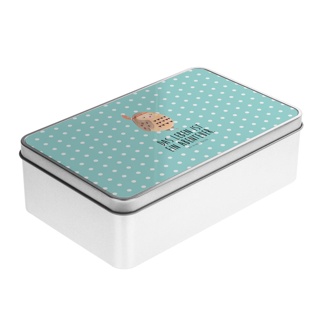Metalldose rechteckig Eule Federschmuck Blechdose, Metalldose, Blechbox, Container, Keksdose, Vorratsdose, Vorratsbox, Döschen, Versperbox, Vesperdose, Aufbewahrungsdose, Aufbewahrungsbox, Aluminiumdose, Dose, Eule, Eule Deko, Owl, Das Leben ist ein Abenteuer, Reisespruch, Federschmuck, Dekoration