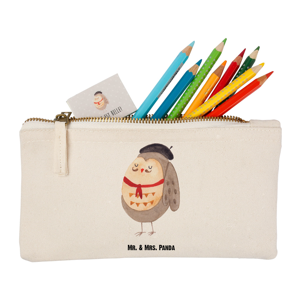 Schminktasche Eule Französisch Schminktasche, Kosmetiktasche, Kosmetikbeutel, Stiftemäppchen, Etui, Federmappe, Makeup, XXL, Schminketui, Kosmetiketui, Schlamperetui, Eule, Eulen, Eule Deko, Owl, hibou, La vie est belle, das Leben ist schön, Spruch schön, Spruch Französisch, Frankreich