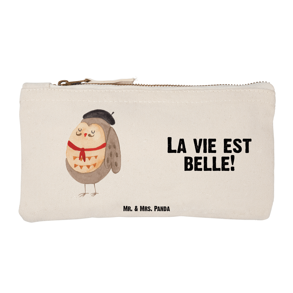 Schminktasche Eule Französisch Schminktasche, Kosmetiktasche, Kosmetikbeutel, Stiftemäppchen, Etui, Federmappe, Makeup, XXL, Schminketui, Kosmetiketui, Schlamperetui, Eule, Eulen, Eule Deko, Owl, hibou, La vie est belle, das Leben ist schön, Spruch schön, Spruch Französisch, Frankreich