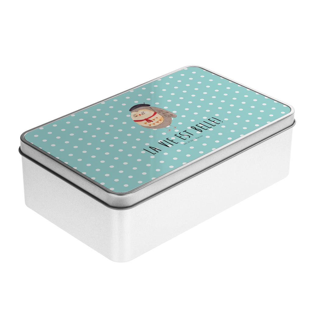 Metalldose rechteckig Eule Französisch Blechdose, Metalldose, Blechbox, Container, Keksdose, Vorratsdose, Vorratsbox, Döschen, Versperbox, Vesperdose, Aufbewahrungsdose, Aufbewahrungsbox, Aluminiumdose, Dose, Eule, Eulen, Eule Deko, Owl, hibou, La vie est belle, das Leben ist schön, Spruch schön, Spruch Französisch, Frankreich