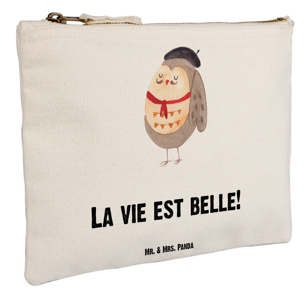 Schminktasche Eule Französisch Schminktasche, Kosmetiktasche, Kosmetikbeutel, Stiftemäppchen, Etui, Federmappe, Makeup, XXL, Schminketui, Kosmetiketui, Schlamperetui, Eule, Eulen, Eule Deko, Owl, hibou, La vie est belle, das Leben ist schön, Spruch schön, Spruch Französisch, Frankreich