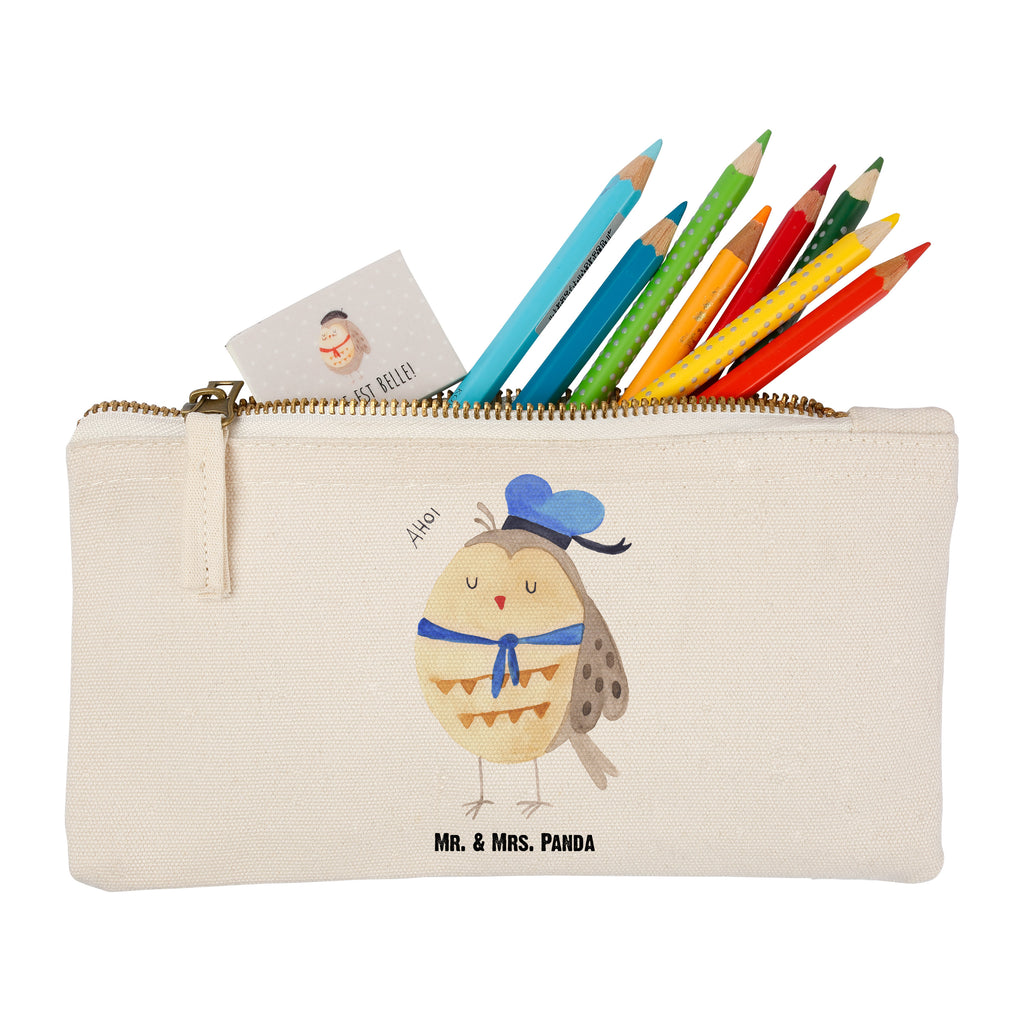 Schminktasche Eule Matrosen Schminktasche, Kosmetiktasche, Kosmetikbeutel, Stiftemäppchen, Etui, Federmappe, Makeup, XXL, Schminketui, Kosmetiketui, Schlamperetui, Eule, Eule Spruch, Eule Deko, Owl, Wortspiel lustig, Matrose, Freundin, Ehe, Seefahrer, Heimathafen, Hochzeitstag Geschenk