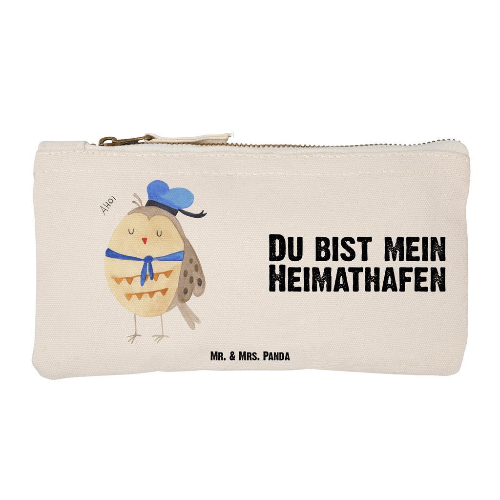 Schminktasche Eule Matrosen Schminktasche, Kosmetiktasche, Kosmetikbeutel, Stiftemäppchen, Etui, Federmappe, Makeup, XXL, Schminketui, Kosmetiketui, Schlamperetui, Eule, Eule Spruch, Eule Deko, Owl, Wortspiel lustig, Matrose, Freundin, Ehe, Seefahrer, Heimathafen, Hochzeitstag Geschenk
