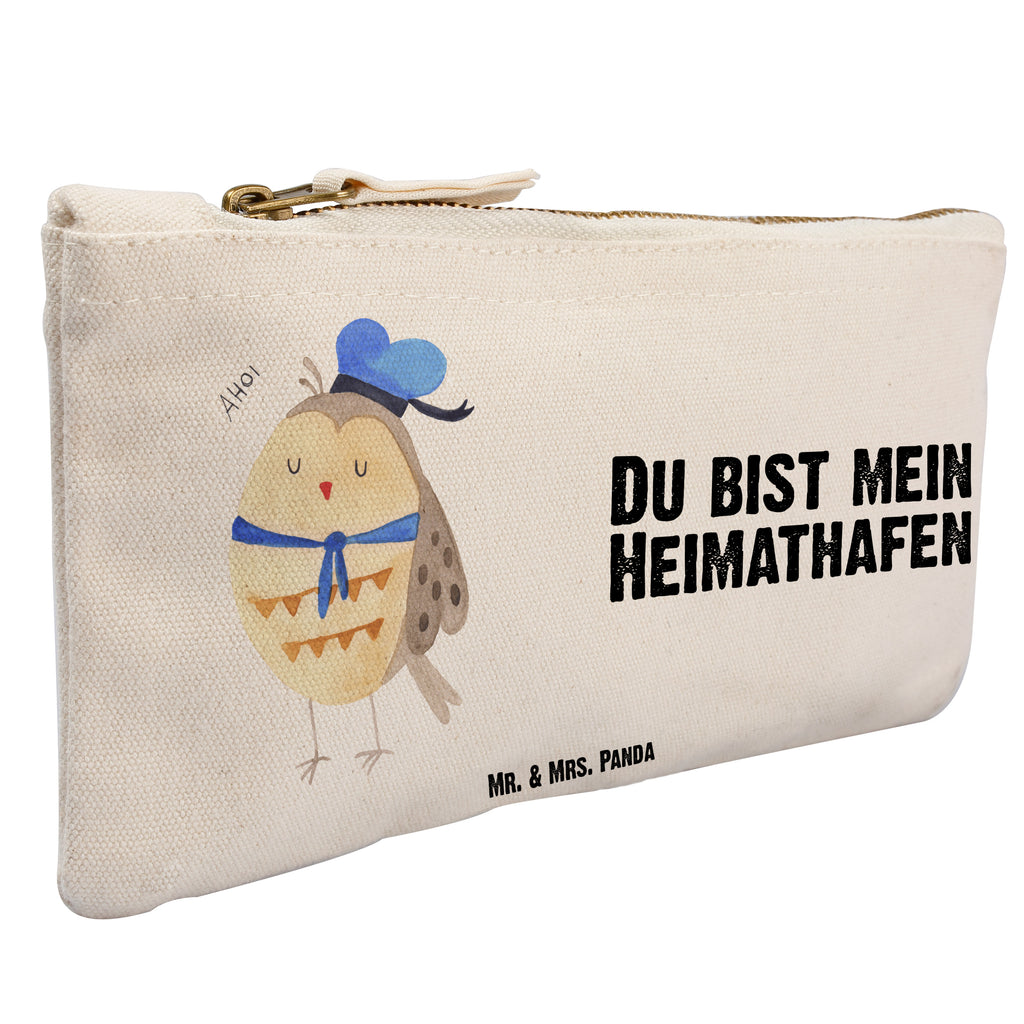 Schminktasche Eule Matrosen Schminktasche, Kosmetiktasche, Kosmetikbeutel, Stiftemäppchen, Etui, Federmappe, Makeup, XXL, Schminketui, Kosmetiketui, Schlamperetui, Eule, Eule Spruch, Eule Deko, Owl, Wortspiel lustig, Matrose, Freundin, Ehe, Seefahrer, Heimathafen, Hochzeitstag Geschenk